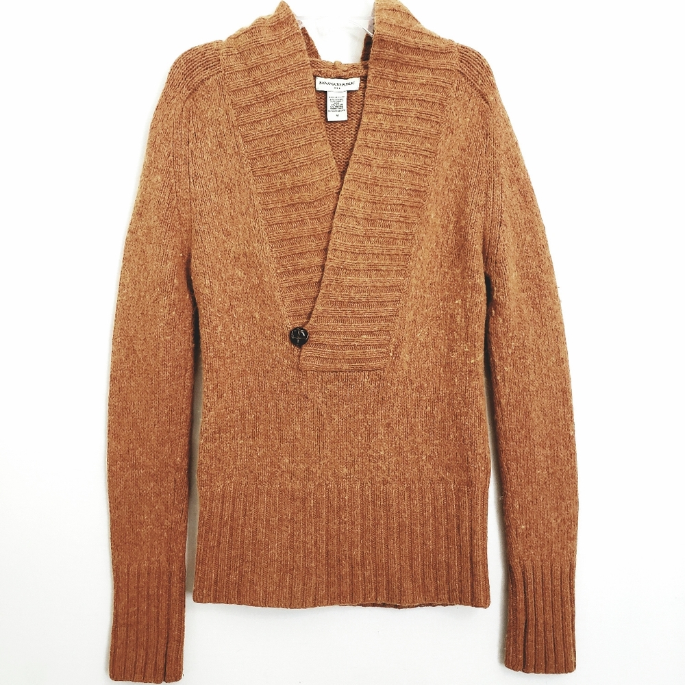 Banana Republic Nwot Rust Tweed Lamb/Angora Blend Hooded Sweater
